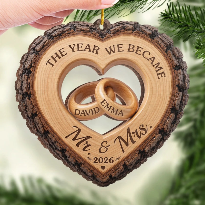 Custom First Christmas Wooden Ornament - Personalized Anniversary Christmas Wedding Gifts For Husband And Wife, Him And Her - Forever My Christmas Love