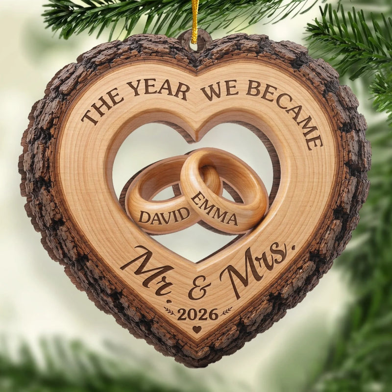 Custom First Christmas Wooden Ornament - Personalized Anniversary Christmas Wedding Gifts For Husband And Wife, Him And Her - Forever My Christmas Love