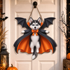 Custom Photo Wood Sign - Personalized Halloween Birthday Gifts For Dog Cat Lovers, Dog Dad And Mom, Cat Owners - Spooky Bat Pet Magic