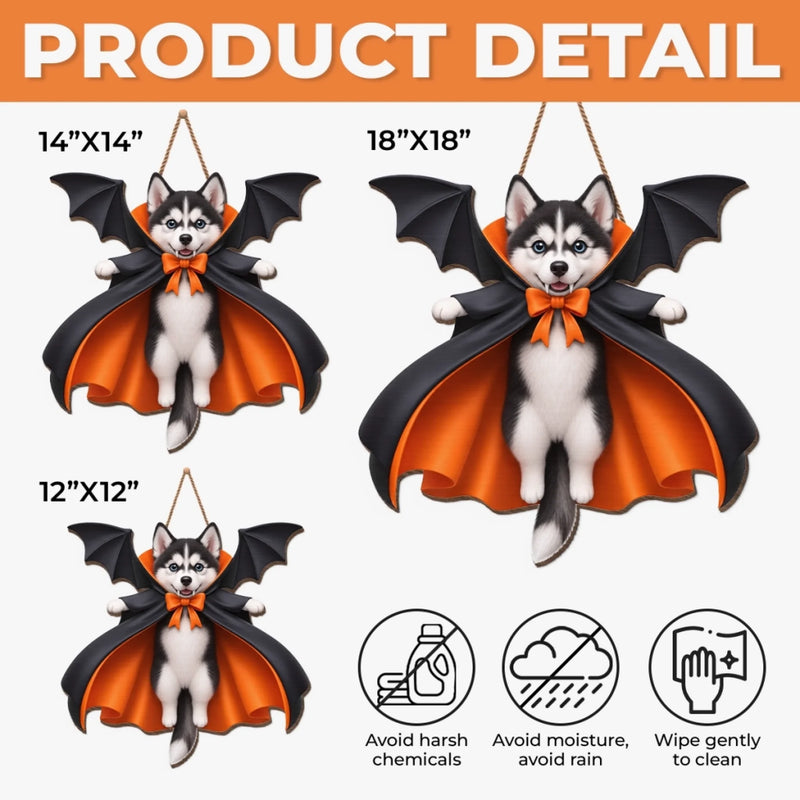 Custom Photo Wood Sign - Personalized Halloween Birthday Gifts For Dog Cat Lovers, Dog Dad And Mom, Cat Owners - Spooky Bat Pet Magic