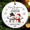 Custom First Christmas Ceramic Ornament - Personalized Anniversary Christmas Wedding Gifts For Husband And Wife, Him And Her - Snow In Love Forever