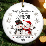 Custom First Christmas Ceramic Ornament - Personalized Anniversary Christmas Wedding Gifts For Husband And Wife, Him And Her - Snow In Love Forever
