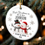 Custom First Christmas Ceramic Ornament - Personalized Anniversary Christmas Wedding Gifts For Husband And Wife, Him And Her - Snow In Love Forever