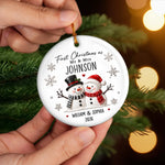 Custom First Christmas Ceramic Ornament - Personalized Anniversary Christmas Wedding Gifts For Husband And Wife, Him And Her - Snow In Love Forever