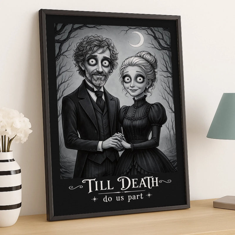 Custom Photo Vertical Poster - Personalized Halloween Anniversary Wedding Gifts For Husband And Wife, Him And Her - Shadows Of Endless Love