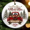 Custom First Christmas Ceramic Ornament - Personalized Anniversary Christmas Wedding Gifts For Husband And Wife, Him And Her - Driving Into Forever Together