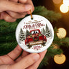 Custom First Christmas Ceramic Ornament - Personalized Anniversary Christmas Wedding Gifts For Husband And Wife, Him And Her - Driving Into Forever Together
