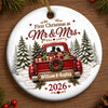Custom First Christmas Ceramic Ornament - Personalized Anniversary Christmas Wedding Gifts For Husband And Wife, Him And Her - Driving Into Forever Together