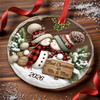 Custom First Christmas Circle Glass Ornament - Personalized Anniversary Christmas Wedding Gifts For Husband And Wife, Him And Her - Snowed In With You