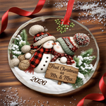Custom First Christmas Circle Glass Ornament - Personalized Anniversary Christmas Wedding Gifts For Husband, Wife, Couple - Snowed In With You