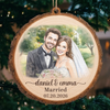Custom Photo First Christmas Wooden Ornament - Personalized Anniversary Christmas Wedding Gifts For Husband And Wife, Him And Her - Forever Rooted In Love