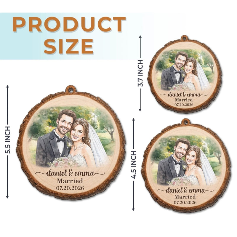 Custom Photo First Christmas Wooden Ornament - Personalized Anniversary Christmas Wedding Gifts For Husband And Wife, Him And Her - Forever Rooted In Love
