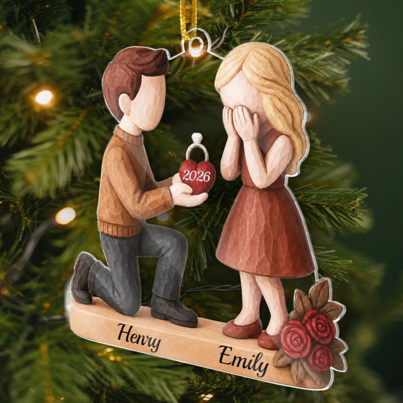 Custom First Christmas Acrylic Ornament - Personalized Anniversary Christmas Wedding Gifts For Husband And Wife, Him And Her - She Said Forever
