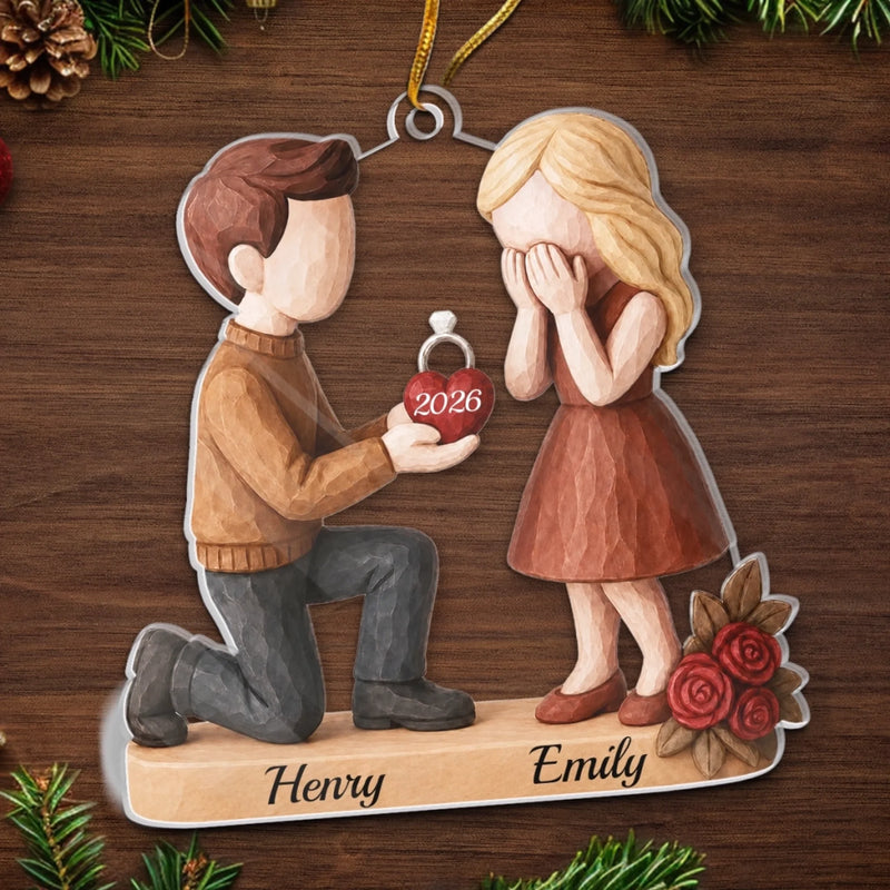 Custom First Christmas Acrylic Ornament - Personalized Anniversary Christmas Wedding Gifts For Husband And Wife, Him And Her - She Said Forever