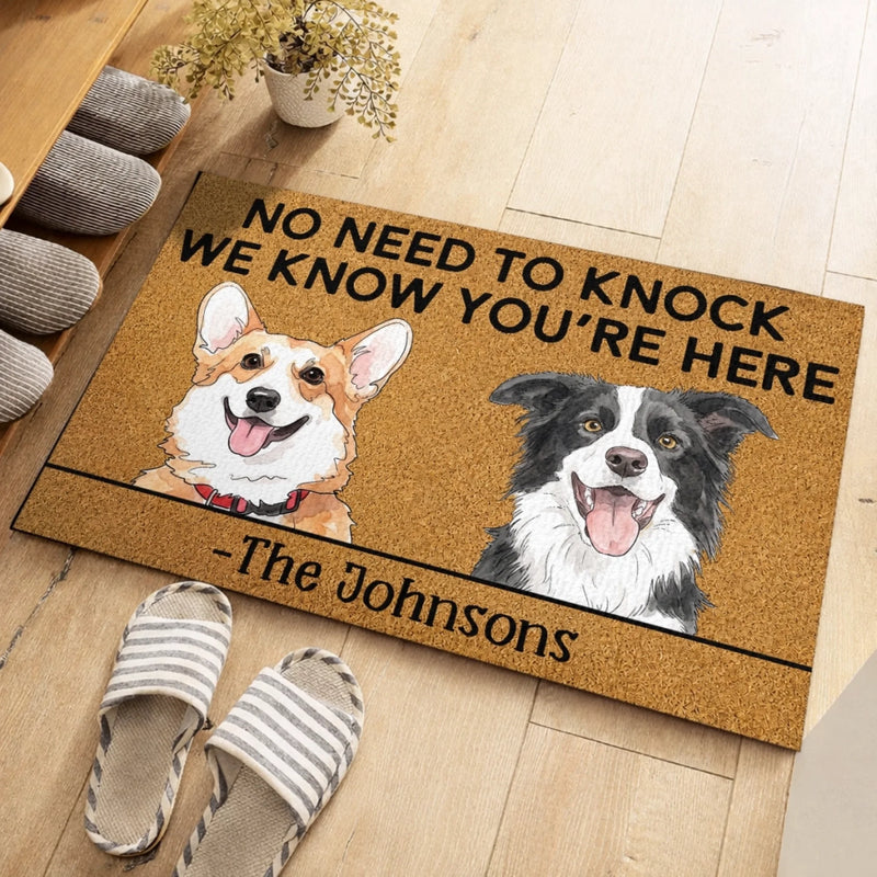 Custom Photo Home Decor Decorative Mat - Personalized Birthday Gifts For Dog Cat Lovers, Dog Dad And Mom, Cat Owners - No Need To Knock