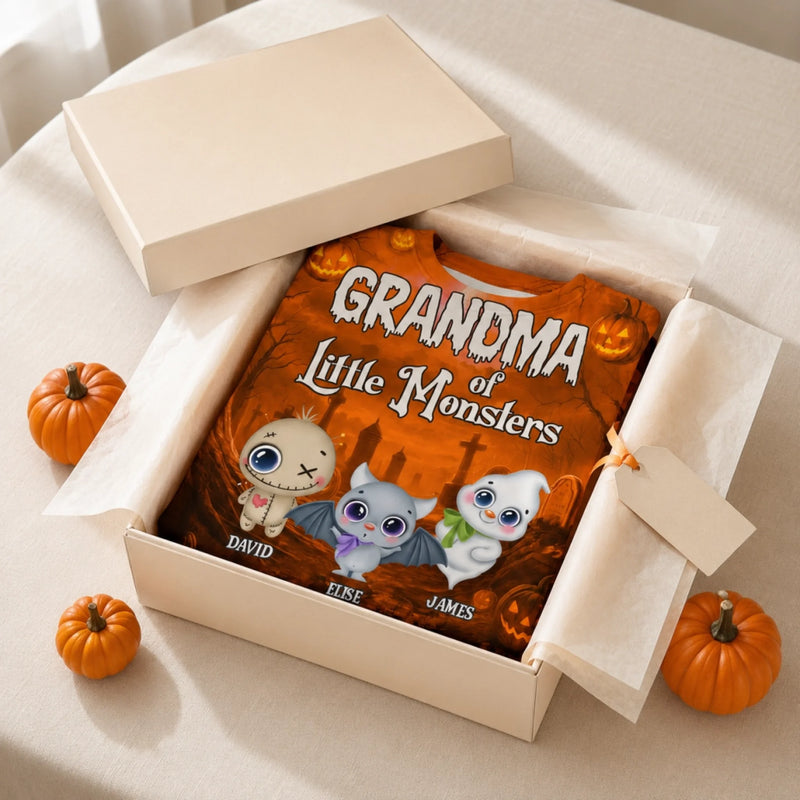 Custom Unisex T-shirt - Personalized Halloween Birthday Gifts For Mom, Grandma - Little Monsters Light Up Halloween