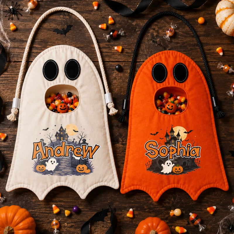 Custom Ghost Bag - Personalized Halloween  Birthday Gifts For Kids - Too Cute To Spook