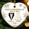 Custom First Christmas Ceramic Ornament - Personalized Anniversary Christmas Wedding Gifts For Husband And Wife, Him And Her - Married And Merry Together Always