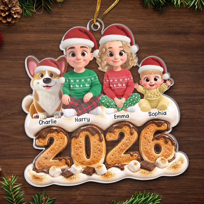 Custom Acrylic Ornament - Personalized Christmas Birthday Gifts For Mom, Dad, Brother, Sister, Dog Cat Lovers - Our Happy Place Is Together