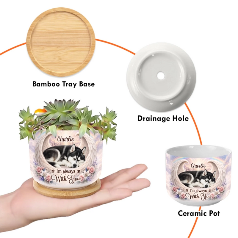 Custom Photo Home Decor Ceramic Plant Pot -  Personalized Pet Memorial Sympathy Gifts For Dogs, Cats - Forever Part Of Our Story