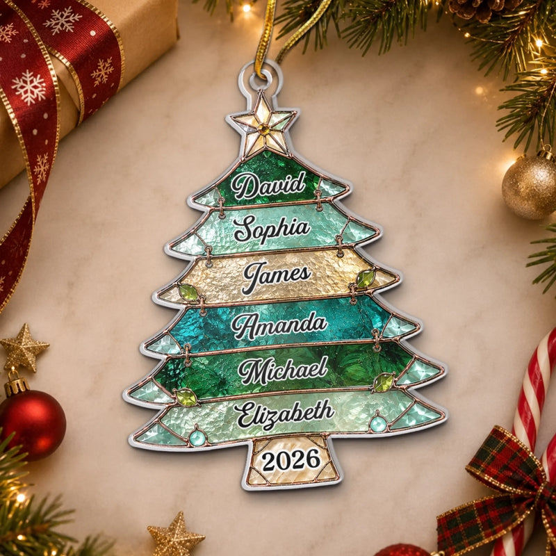 Custom Acrylic Ornament - Personalized Christmas Birthday Gifts For Mom, Dad, Brother, Sister - Our Family Tree Of Love