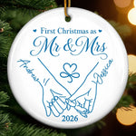 Custom First Christmas Ceramic Ornament - Personalized Anniversary Christmas Wedding Gifts For Husband And Wife, Him And Her - Forever Starts With Us