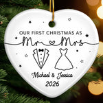 Custom First Christmas Ceramic Ornament - Personalized Anniversary Christmas Wedding Gifts For Husband And Wife, Him And Her - You & Me, Always