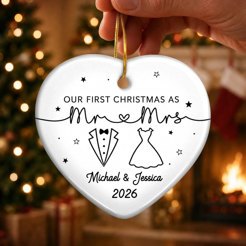 Custom First Christmas Ceramic Ornament - Personalized Anniversary Christmas Wedding Gifts For Husband And Wife, Him And Her - You & Me, Always