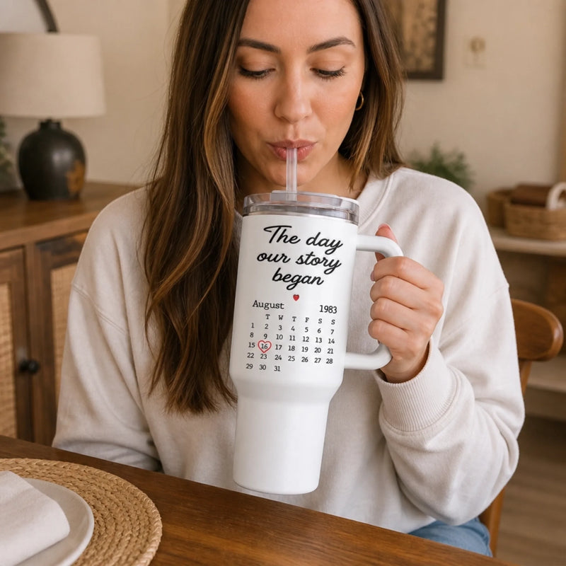 Custom 40 Oz Stainless Steel Tumbler With Handle - Personalized  Anniversary Wedding Gifts For Husband And Wife, Him And Her - Keeping You For Life