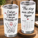 Custom Tumbler - Personalized Anniversary Wedding Gifts For Couple, Husband, Wife - The Day We Began