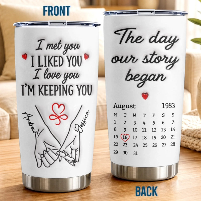 Custom Tumbler - Personalized Anniversary Wedding Gifts For Husband And Wife, Him And Her - The Day We Began