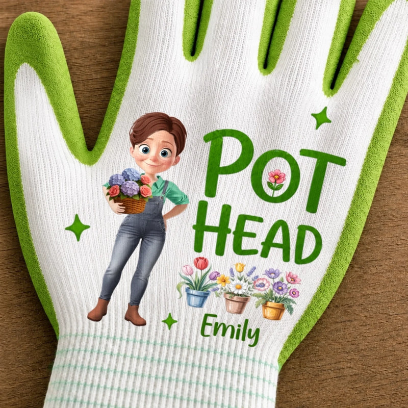 Custom Coated Grip Gardening Gloves - Personalized Birthday Garden Gifts For Gardeners - Pot Head