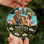 Custom Photo Circle Glass Ornament - Personalized Christmas Birthday Gifts For Family - Making Memories Around The World