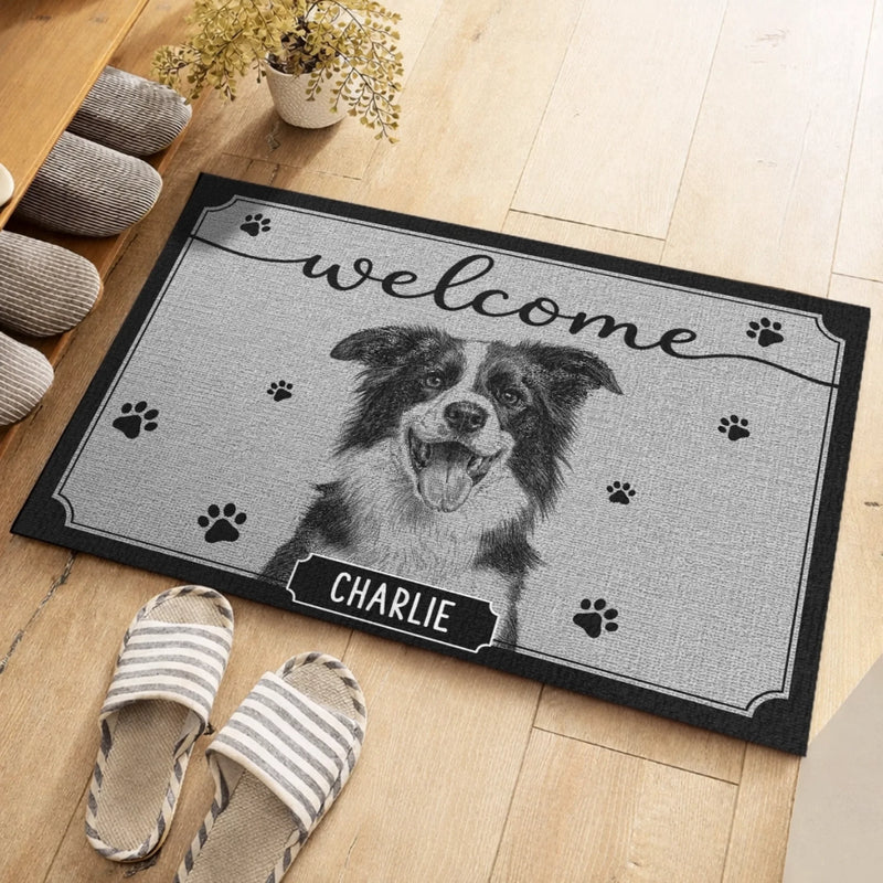 Custom Photo Home Decor Decorative Mat - Personalized Birthday Gifts For Dog Cat Lovers, Dog Dad And Mom, Cat Owners - Walk On Furry Joy