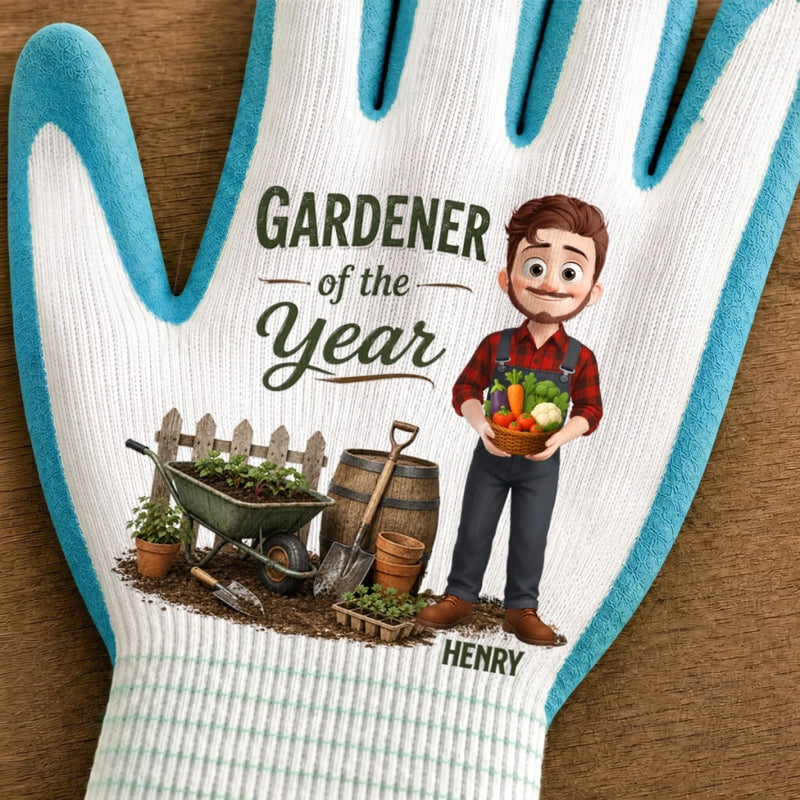 Custom Coated Grip Gardening Gloves - Personalized Birthday Garden Gifts For Gardeners,  Husband, Son, Grandson, Brother, Grandpa, Dad, Yourself - Gardener Of The Year