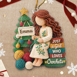 Custom Yarn Acrylic Ornament - Personalized Christmas Birthday Gifts For Crochet Knitting Lovers, Crocheters, Knitters - Just A Girl Who Loves Crochets