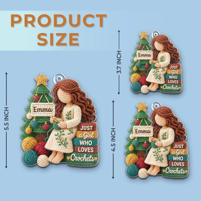 Custom Yarn Acrylic Ornament - Personalized Christmas Birthday Gifts For Crochet Knitting Lovers, Crocheters, Knitters - Just A Girl Who Loves Crochets