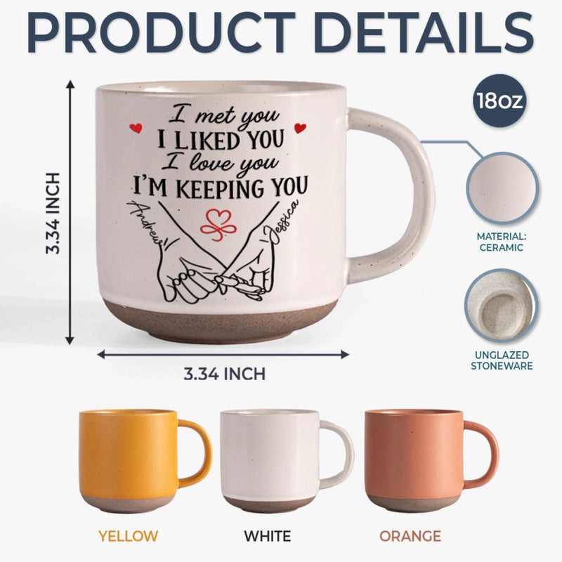 Custom Printed Pottery Mug - Personalized Anniversary Wedding Gifts For Husband And Wife, Him And Her - Sealed With Pinky Promises