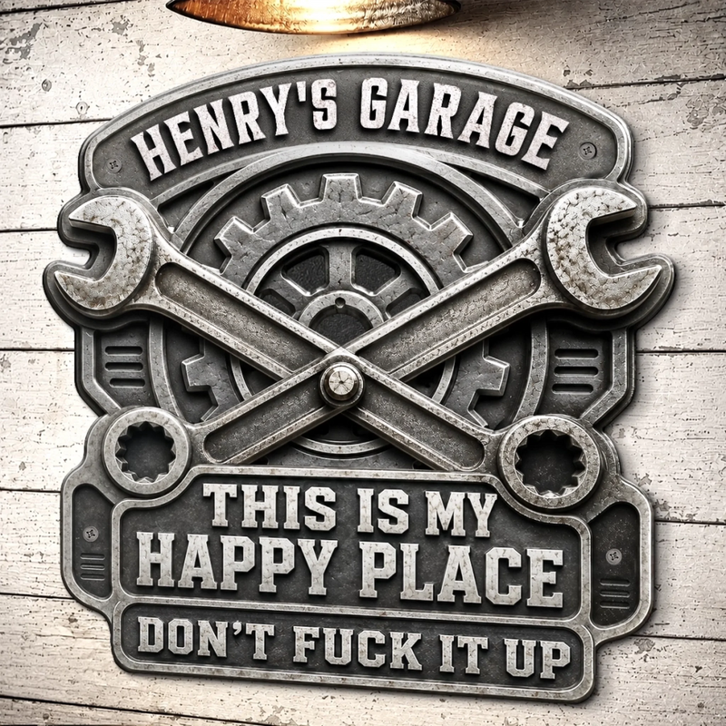 Custom Shaped Metal Sign - Personalized Birthday Gifts For Husband, Son, Grandson, Brother, Grandpa, Dad, Yourself - Working Hard In My Zone