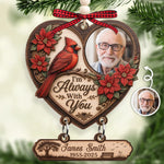 Custom Photo Wooden Ornament With Tag - Personalized Christmas Memorial Sympathy Gifts For Loss Of Mom, Dad - Your Memory Walks With Us