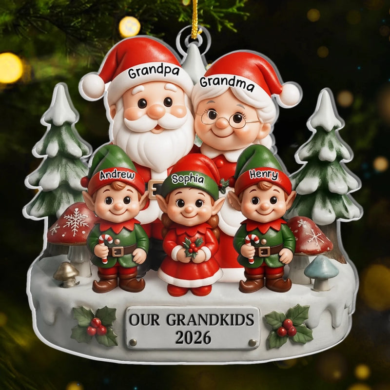 Custom Acrylic Ornament - Personalized Christmas Birthday Gifts For Grandpa, Grandma - Smiles Shine Bright Waiting For Santa