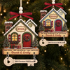 Custom New Home Wooden Ornament With Tag - Personalized Anniversary Christmas Wedding Gifts For Husband And Wife, Him And Her - Key To New Beginnings