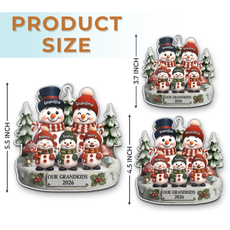 Custom Snowman Acrylic Ornament - Personalized Christmas Birthday Gifts For Grandpa, Grandma - Love Builds Where We Belong