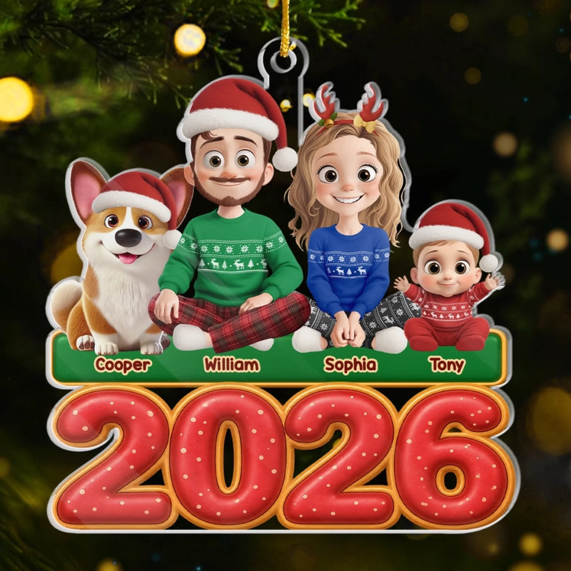 Custom Acrylic Ornament - Personalized Christmas Birthday Gifts For Family, Dog Cat Lovers - New Year, Same Goofy Crew