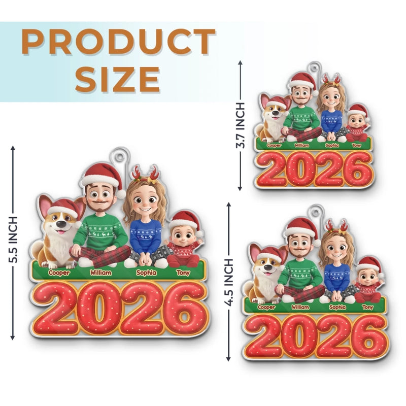 Custom Acrylic Ornament - Personalized Christmas Birthday Gifts For Family, Dog Cat Lovers - New Year, Same Goofy Crew