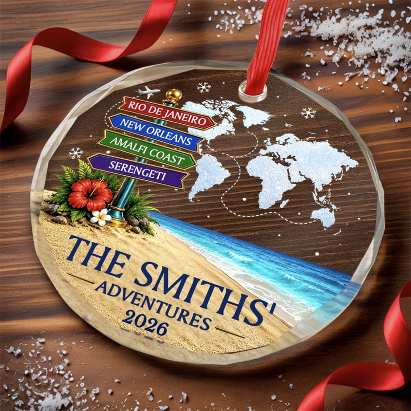 Custom Circle Glass Ornament - Personalized Christmas Birthday Gifts For Mom, Dad, Brother, Sister - Best Vacation With My Family