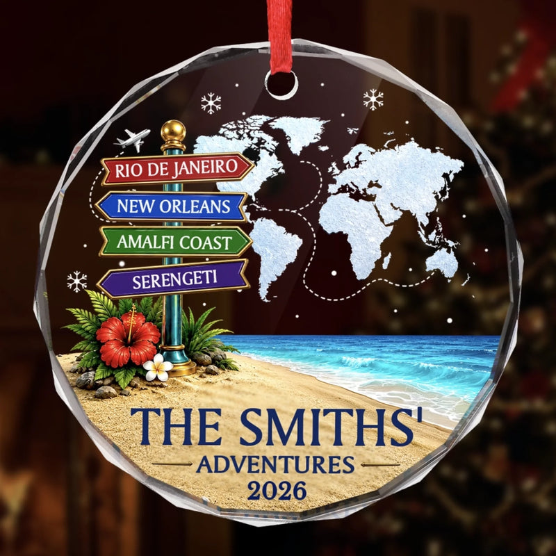 Custom Circle Glass Ornament - Personalized Christmas Birthday Gifts For Mom, Dad, Brother, Sister - Best Vacation With My Family
