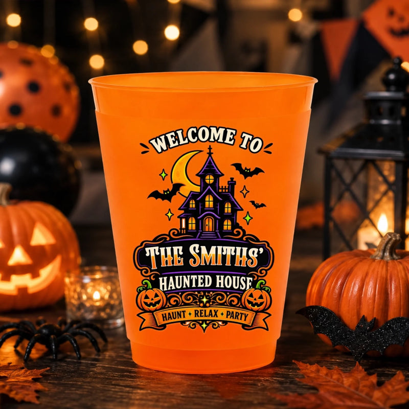 Custom Halloween Party Cups - Personalized Halloween Birthday Gifts For Mom, Dad, Brother, Sister - Boo And Family Fun