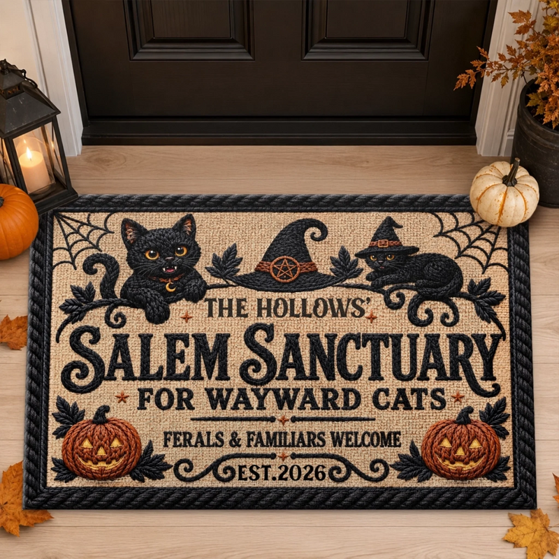 Custom Home Decor Decorative Mat - Personalized Halloween Decor Birthday Gifts For Mom, Dad, Brother, Sister, Kids - A Little Spooky A Lot Of Love