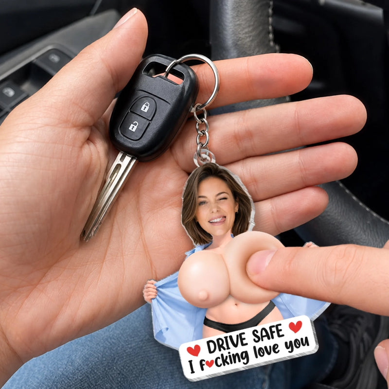 Custom Photo Squishy Acrylic Keychain - Personalized Anniversary Wedding Gifts For Husband And Wife, Him And Her - Hands On The Squish